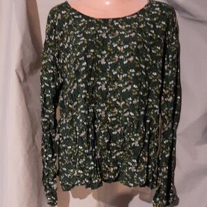 Loft Floral Green Women's Top Size Large